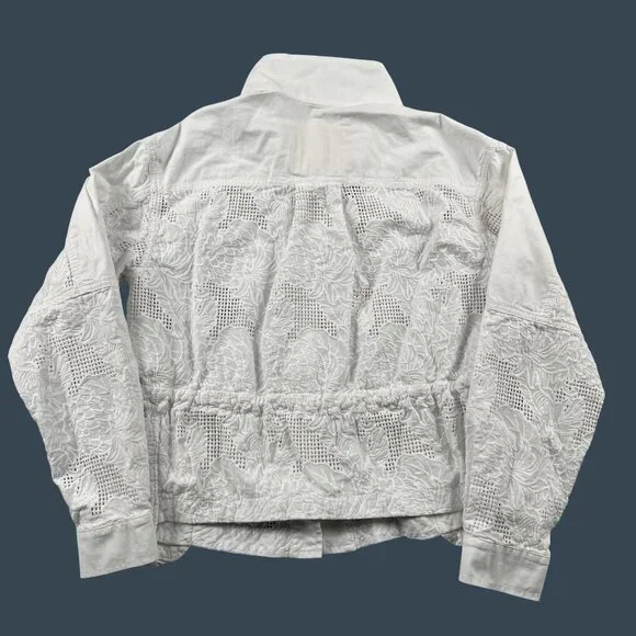 A by Anthropologie Anarok Button Down Womens Small White Eyelet Coat - Picture 3 of 8